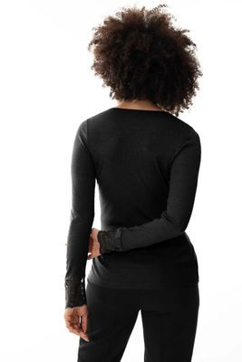 T-shirt lange mouw Wool love 66015 - zwart