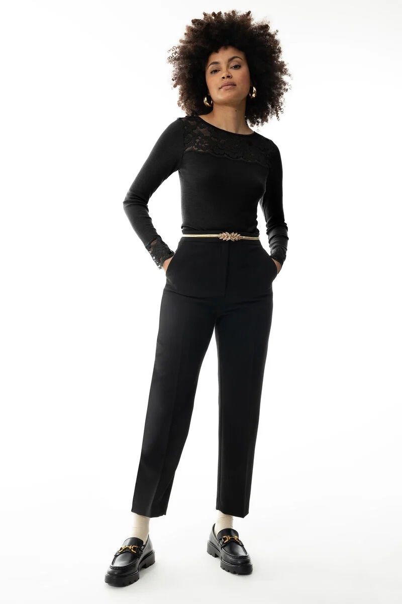 T-shirt lange mouw Wool love 66015 - zwart