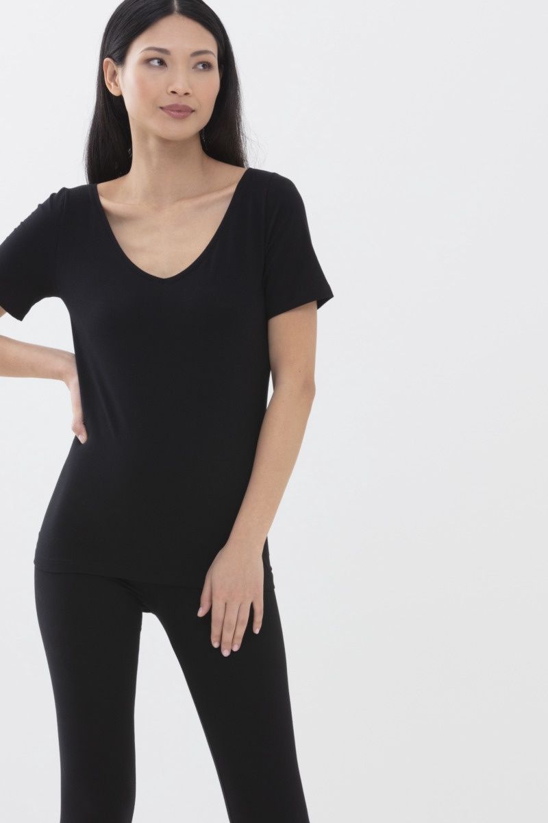 T-shirt Organic v-hals 26816 - zwart