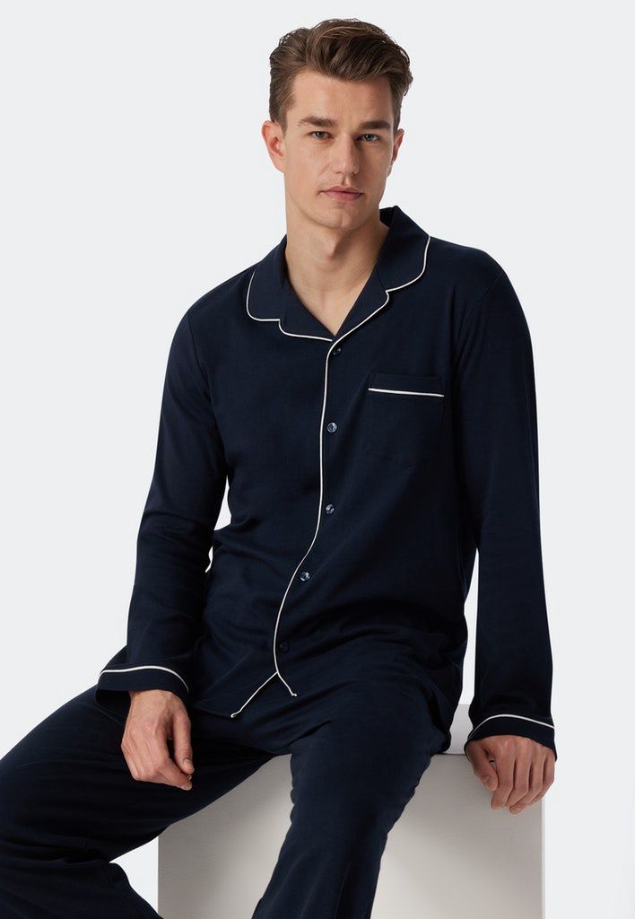 Doorknoop Pyjama lange mouw 179296 - donkerblauw