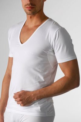 Business T-shirt diepe v-hals Dry Cotton 46038 - wit