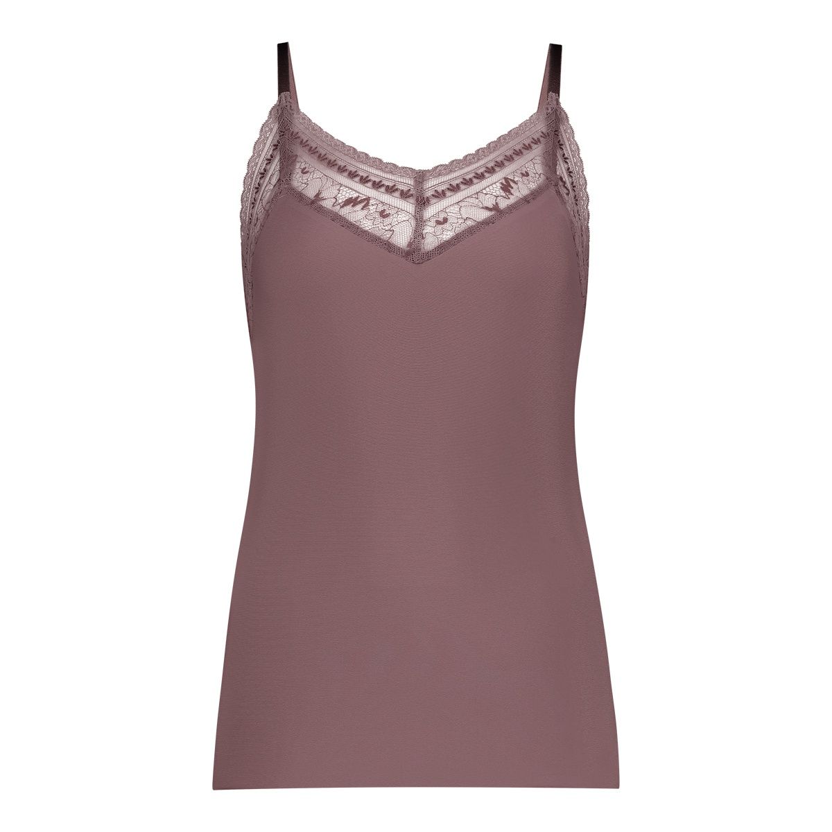 Spaghetti top met kant Secrets 32526 - mauve