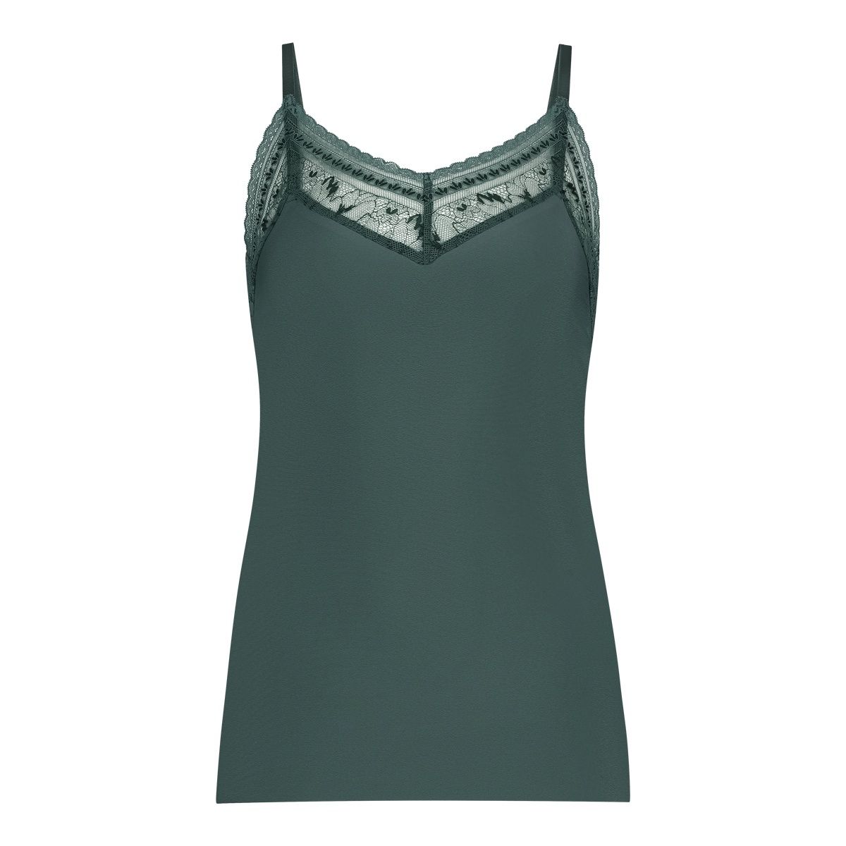 Spaghetti top met kant Secrets 32526 - soft green