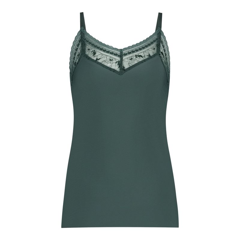 Spaghetti top met kant Secrets 32526 - soft green