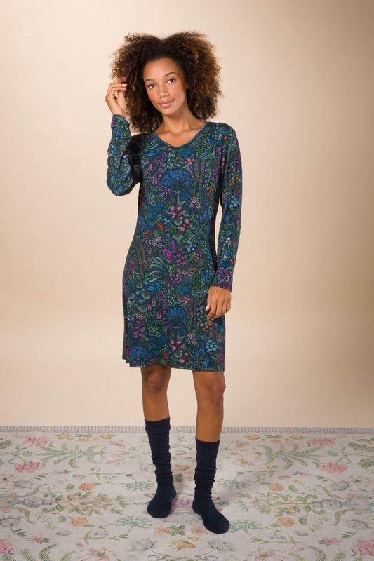 Nachthemd lange mouw Querida Dana - donkerblauw