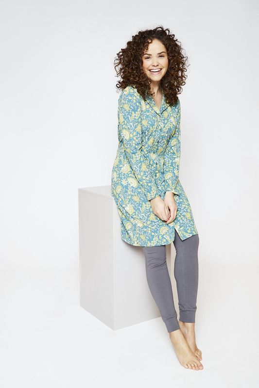 Nachthemd met knopen 53153 - aqua blue
