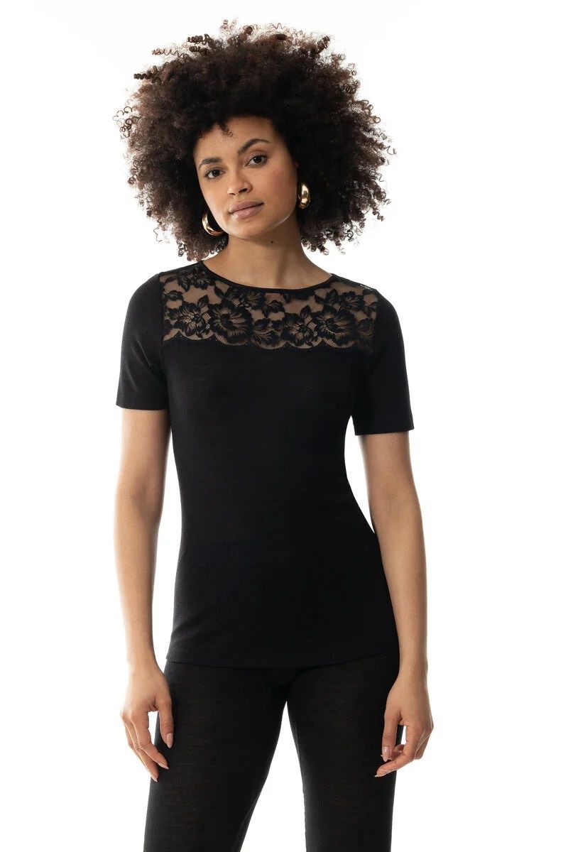 T-shirt met kant Wool love 66014 - zwart