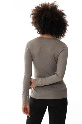 T-shirt lange mouw Wool love 66015 - deep taupe