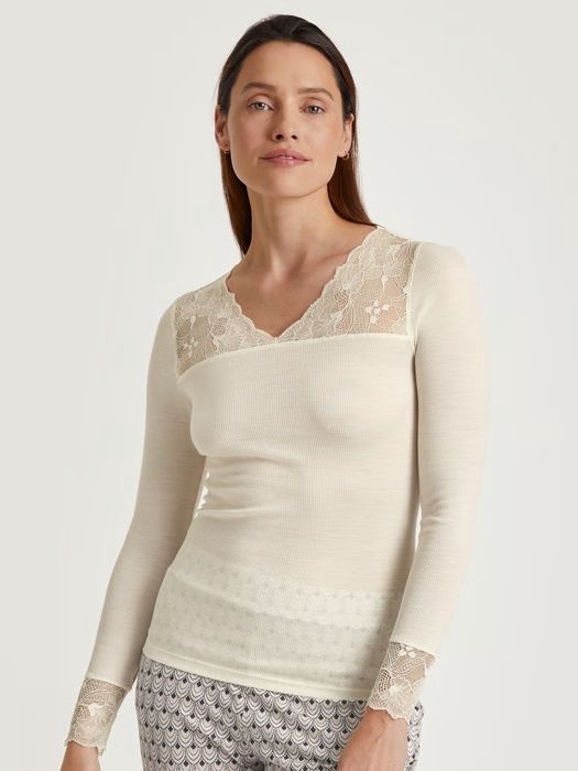 T-shirt lange mouw Silky Wool Glam 15351 - charm creme