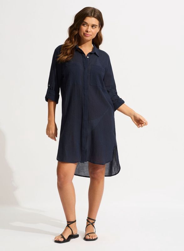 Beach Dress Crinkle Twill 53108 - indigo