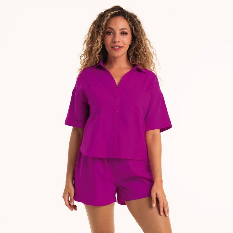 Blouse en Short Shiny Basics 8160 - passion pink