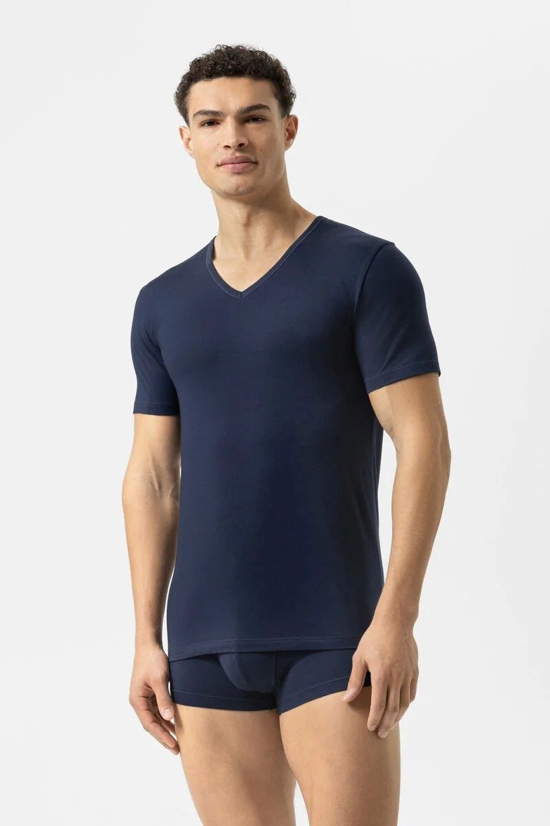 T-shirt v-hals Dry Cotton 46007 - blauw