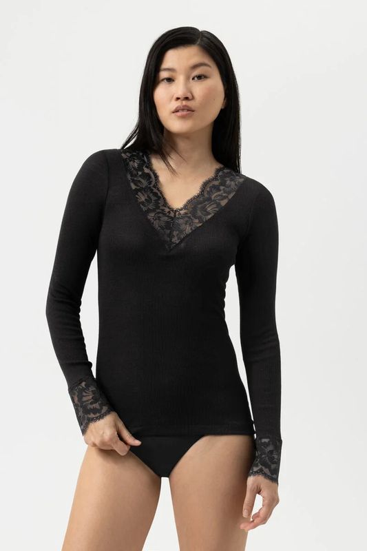 T-shirt lange mouw Wool Love 1110060 - zwart