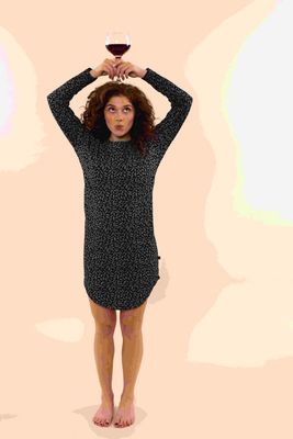 Nachthemd lange mouw 57183 - zwart