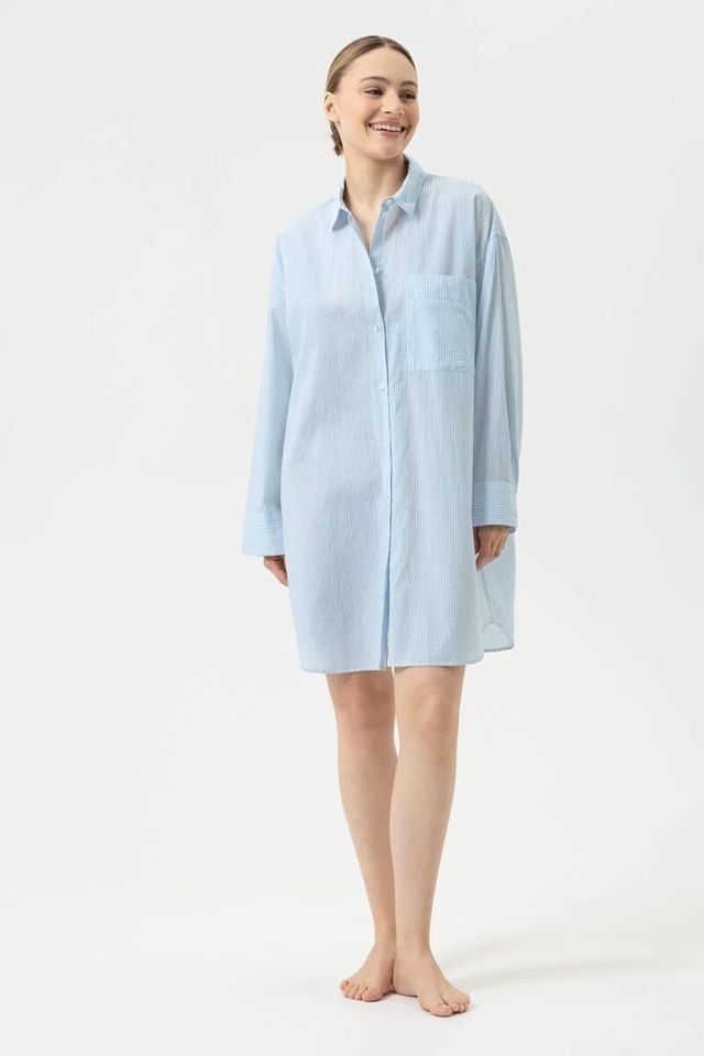 Nachthemd lange mouw 1230100 - powder blue