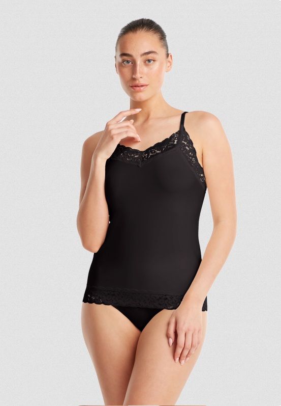 Spaghetti Top Secrets met kant 31912 - zwart