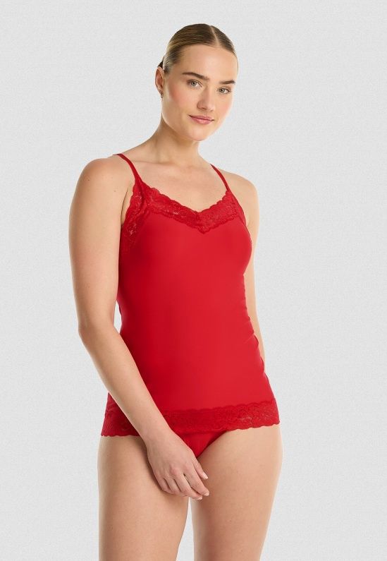 Spaghetti Top Secrets met kant 31912 - rood