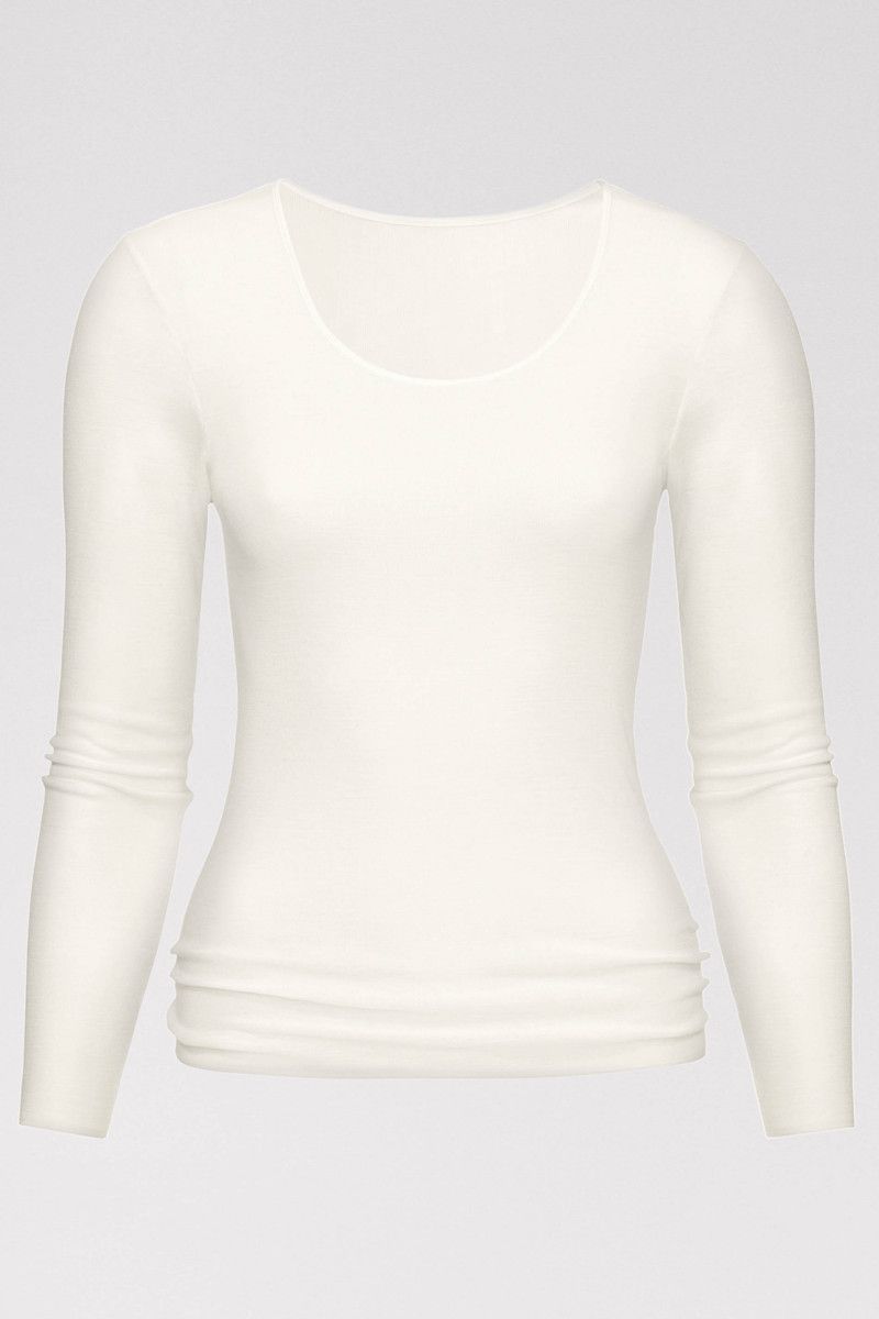 T-shirt lange mouw Wool &amp; Silk 66577 - wit