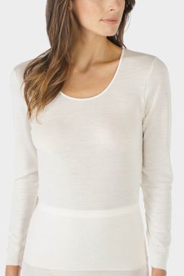 T-shirt lange mouw Wool & Silk 66577 - wit