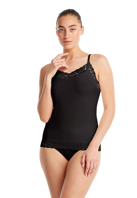 Spaghetti Top Secrets met kant 31912 - zwart
