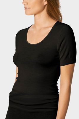 T-shirt Wool &amp; Silk 66576 - zwart