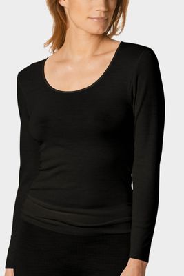 T-shirt lange mouw Wool & Silk 66577 - zwart
