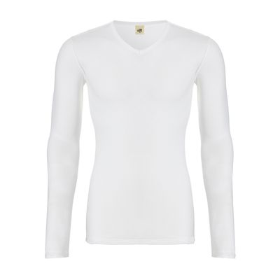 Thermo T-shirt lange mouw v-hals Heren 30246 - wit