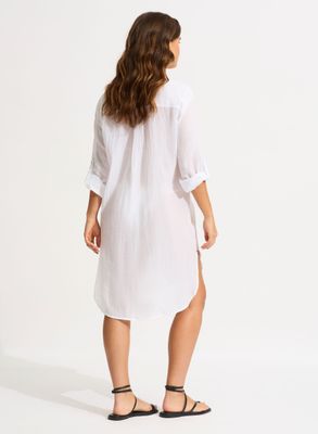 Beach Dress Crinkle Twill 53108 - wit