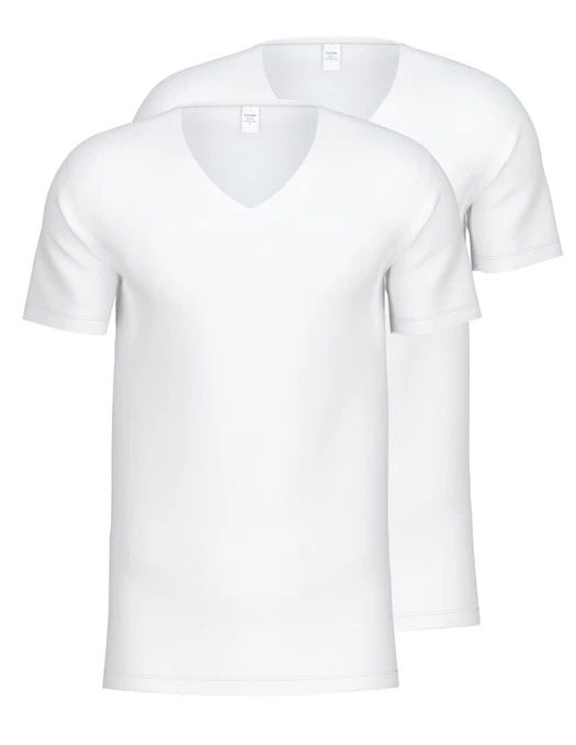 T-shirt V-hals Natural Benefit 2-pack 14241- wit