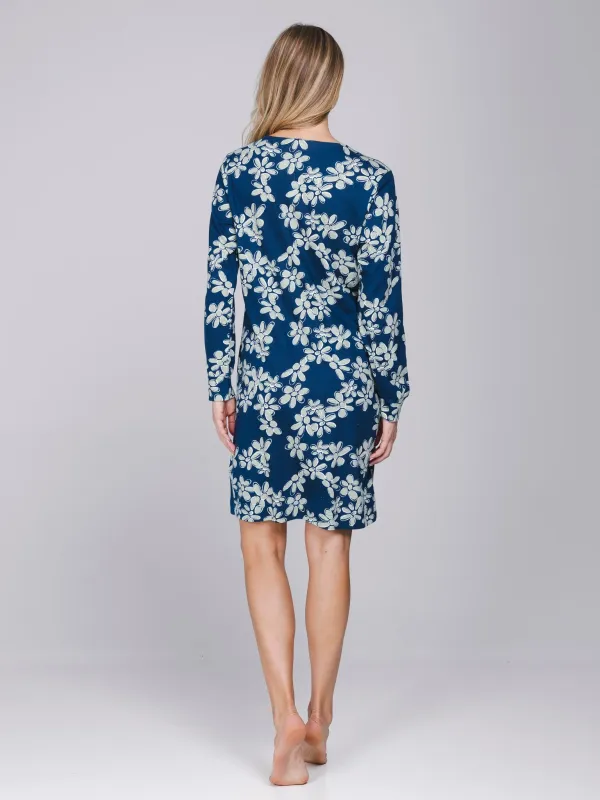 Nachthemd lange mouw Nordic Bloom  111262-146-1 - donkerblauw