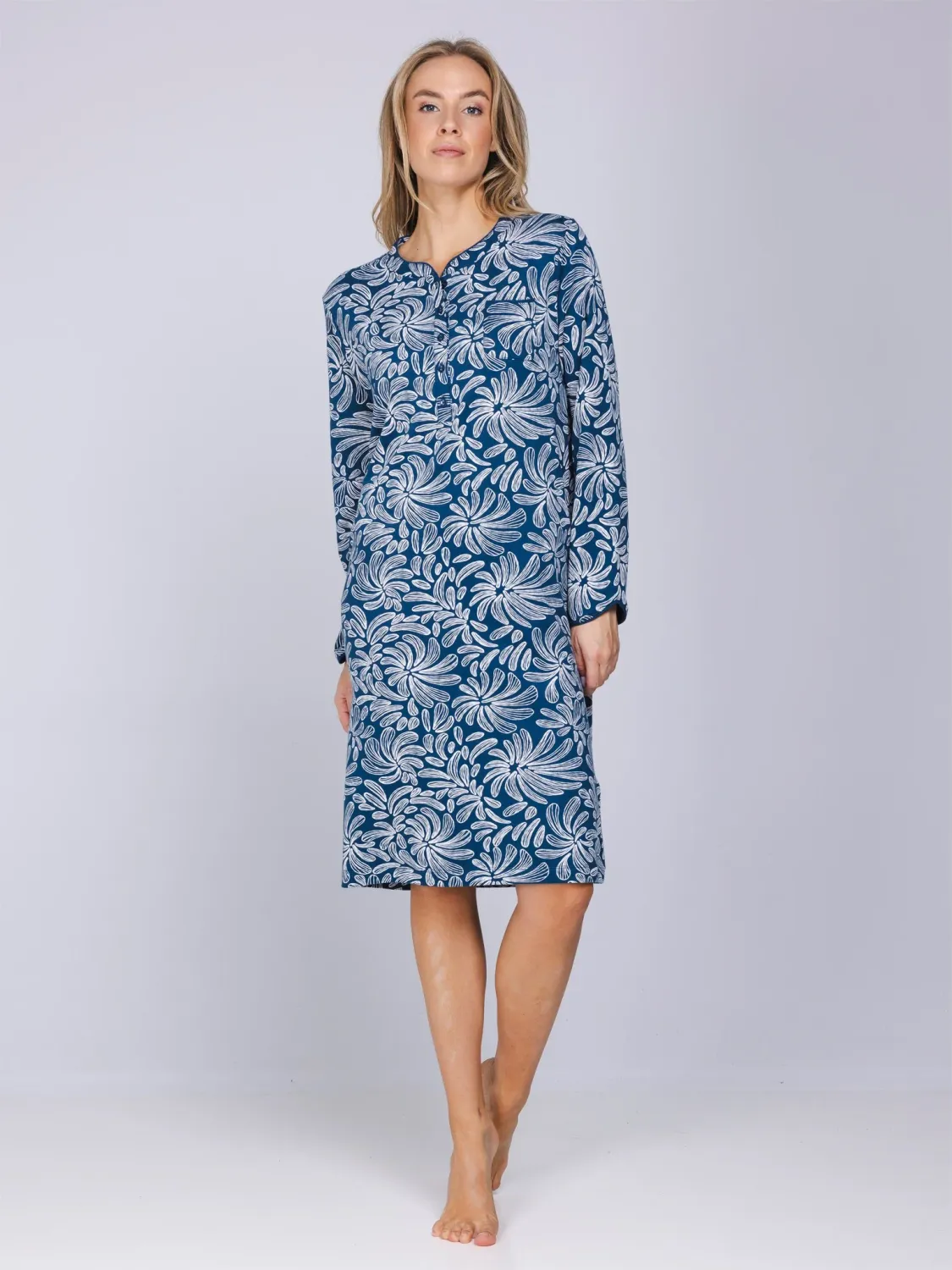 Nachthemd lange mouw 111262-154-1 - donkerblauw