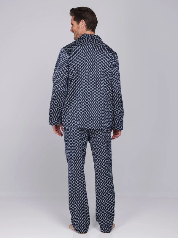 Doorknoop pyjama lange mouw 122262-800-1 - donkerblauw