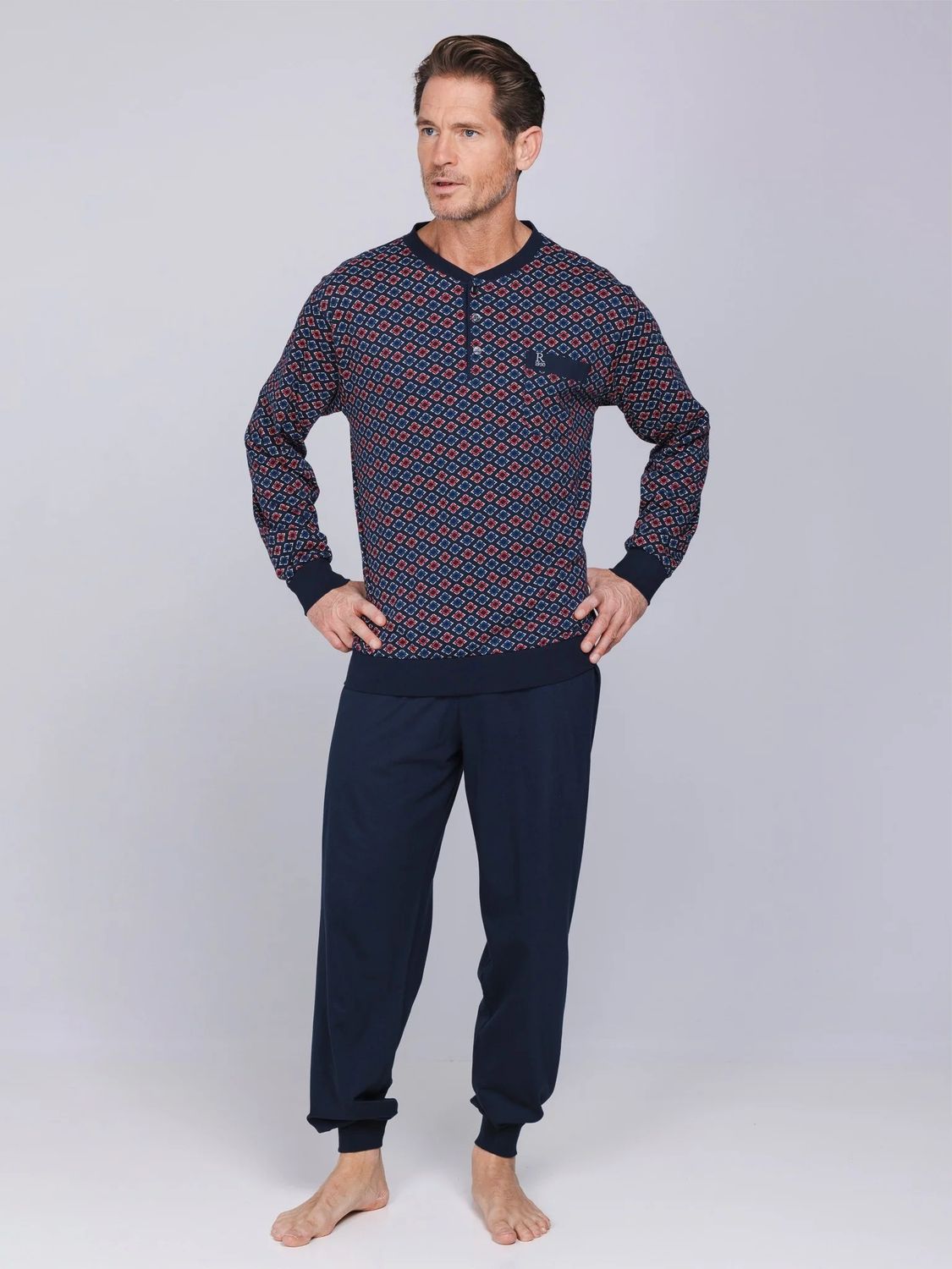 Pyjama lange mouw 122262-802-1 - donkerblauw