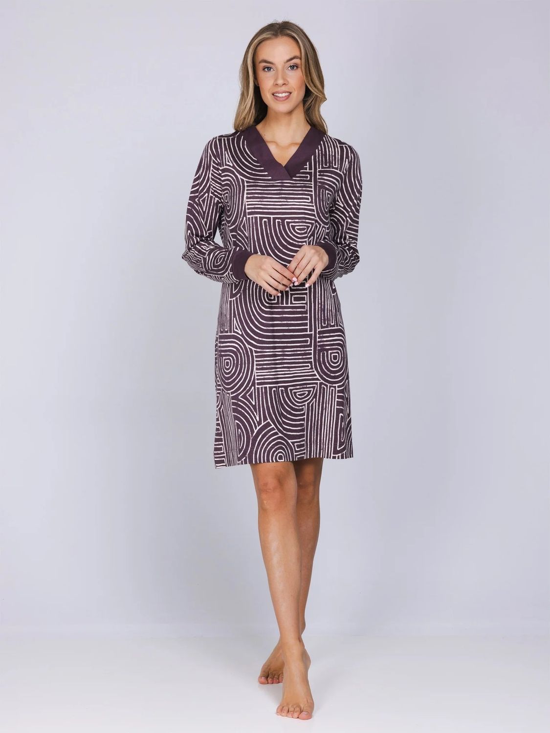 Nachthemd lange mouw 111262-206-1 - dark purple