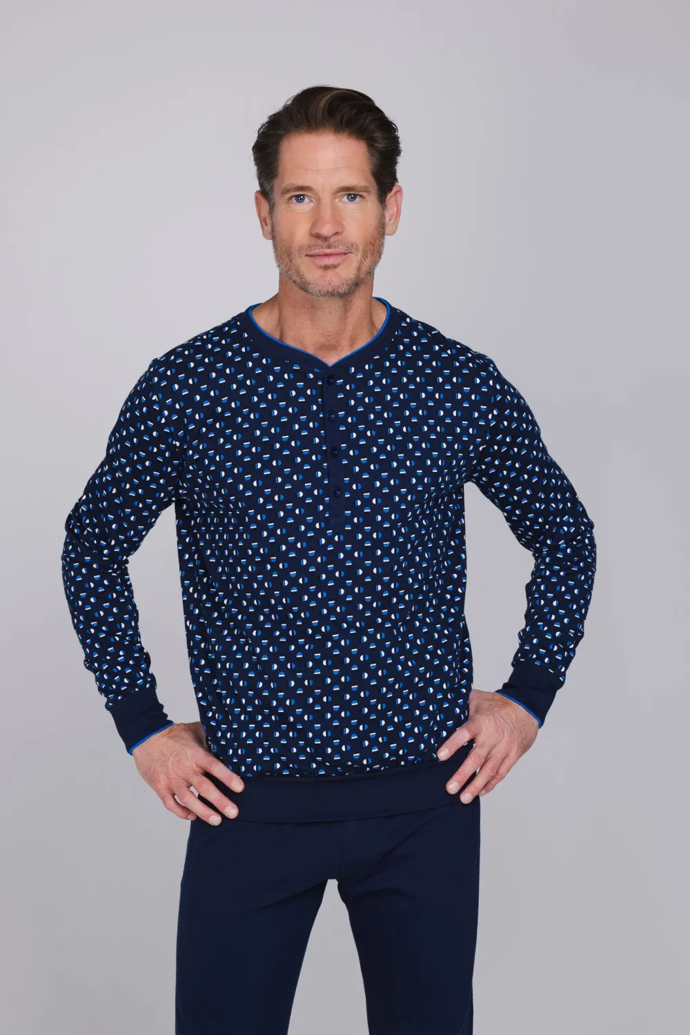 Pyjama lange mouw 122262-516-1 - donkerblauw