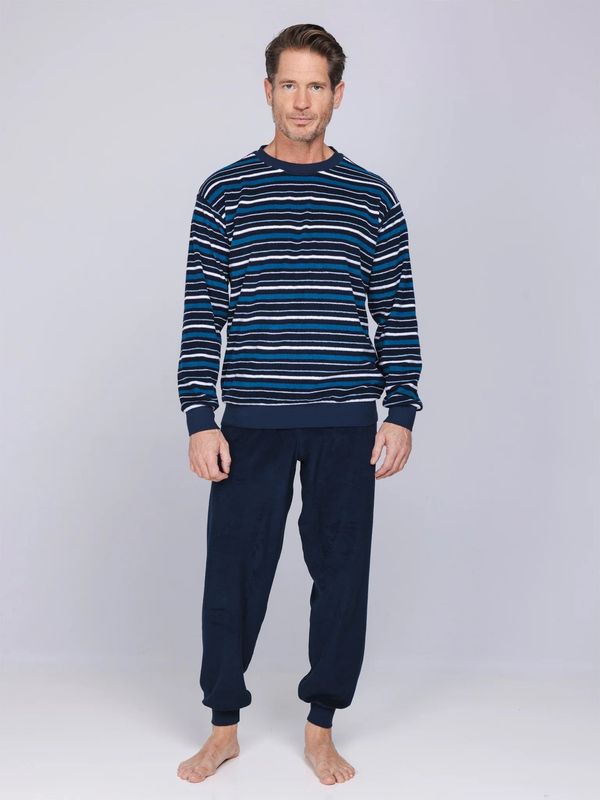 Badstof Pyjama lange mouw 122262-814-1 - donkerblauw