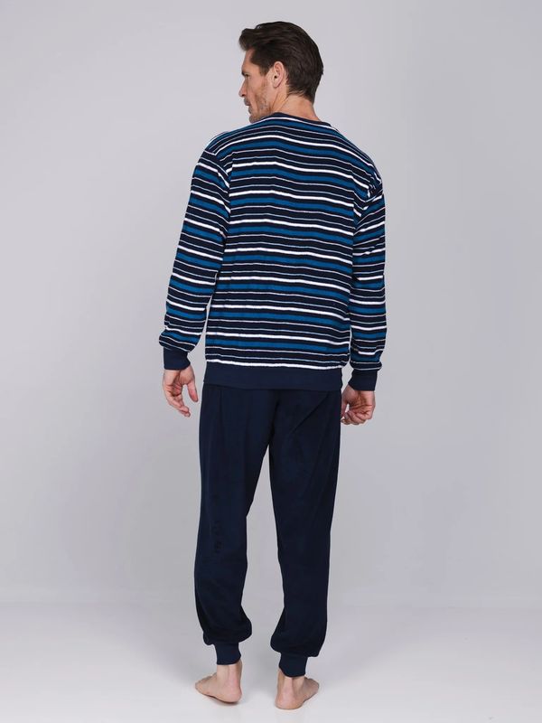 Badstof Pyjama lange mouw 122262-814-1 - donkerblauw