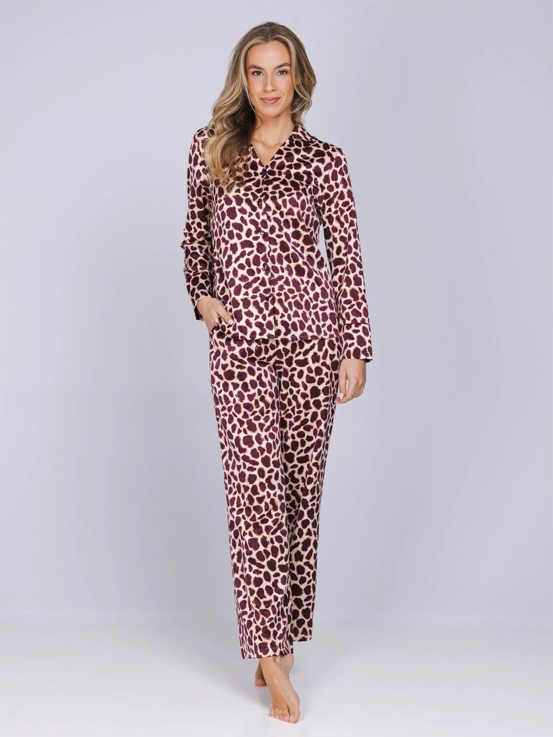 Doorknoop Pyjama 121262-212-3 - dark red