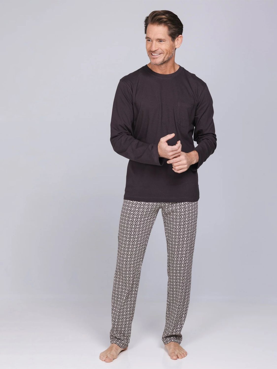 Pyjama lange mouw 122262-502-1 - bruin
