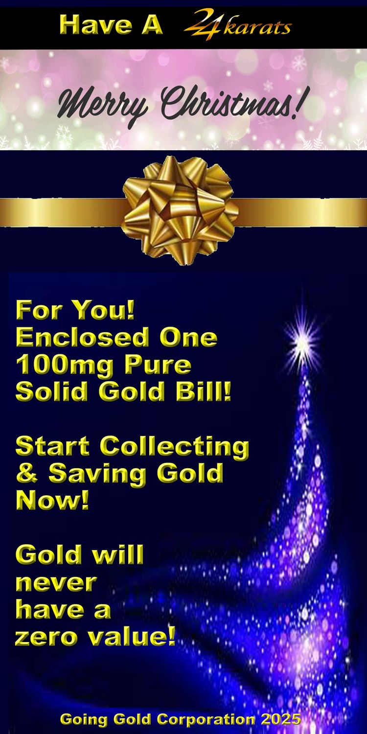 Christmas 100mg 24K Solid Gold Bill Gift