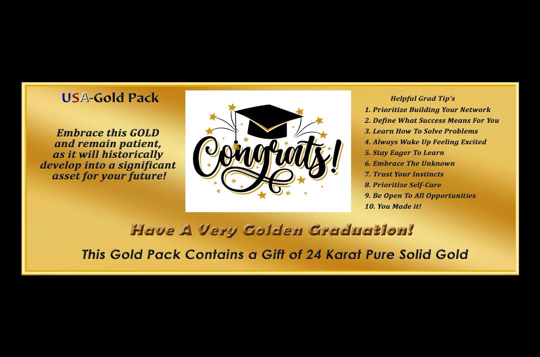 Gold Graduation Gift Pack: Buy $3.95 each. Purchase 10 or more for $2.95 each. Purchase $100 or more USPS Shipping is FREE.