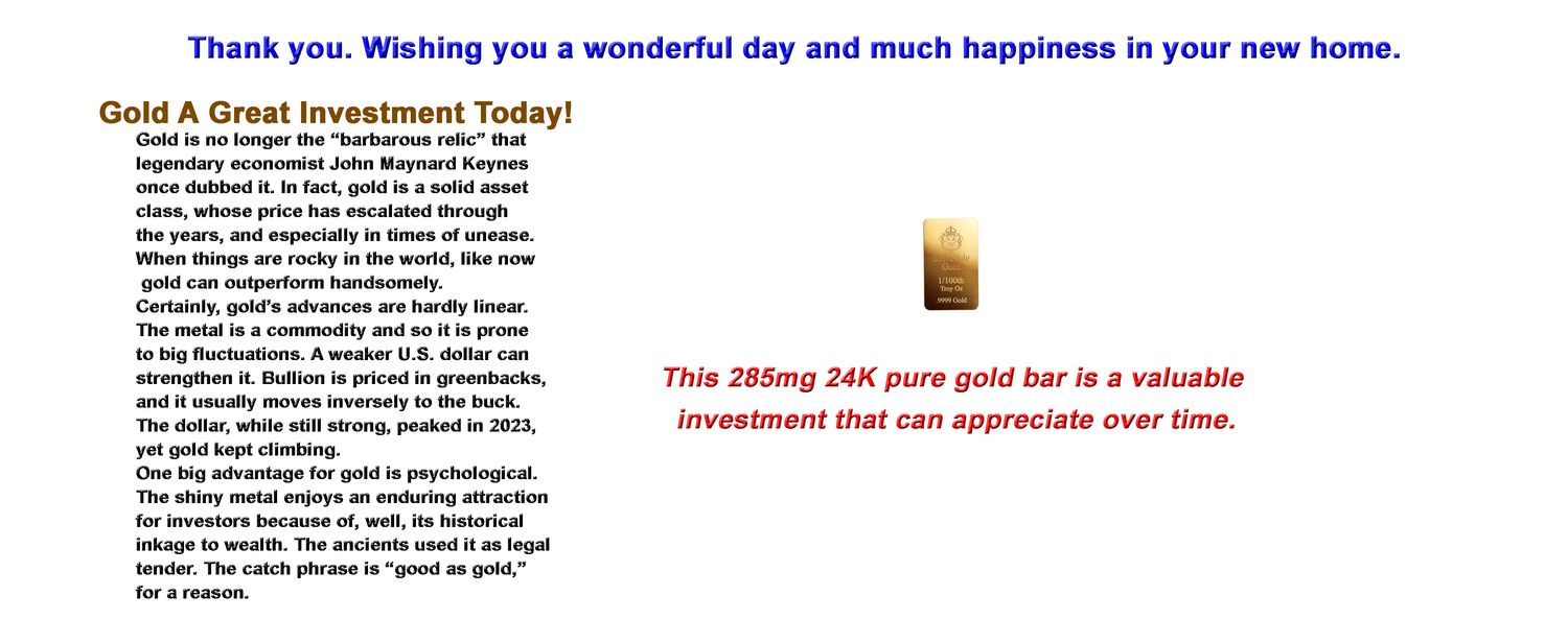 24 Karat Gold Bar 285 mg Pure Gold Bar Customized with your information