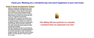 24 Karat Gold Bar 285 mg Pure Gold Bar Customized with your information