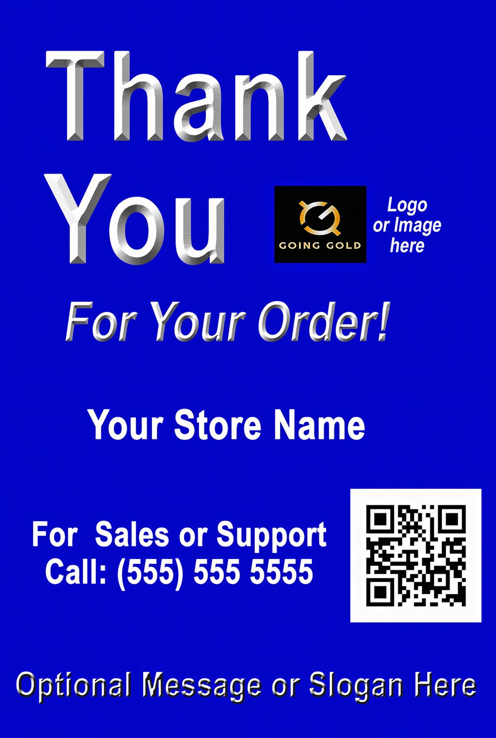 Blue 6"X5" Thank You Customized Label. Minimum order 100 labels. Note: Label prices include big discounts starting at 200 or more!