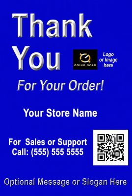 Blue 6"X5" Thank You Customized Label. Minimum order 100 labels. Note: Label prices include big discounts starting at 200 or more!
