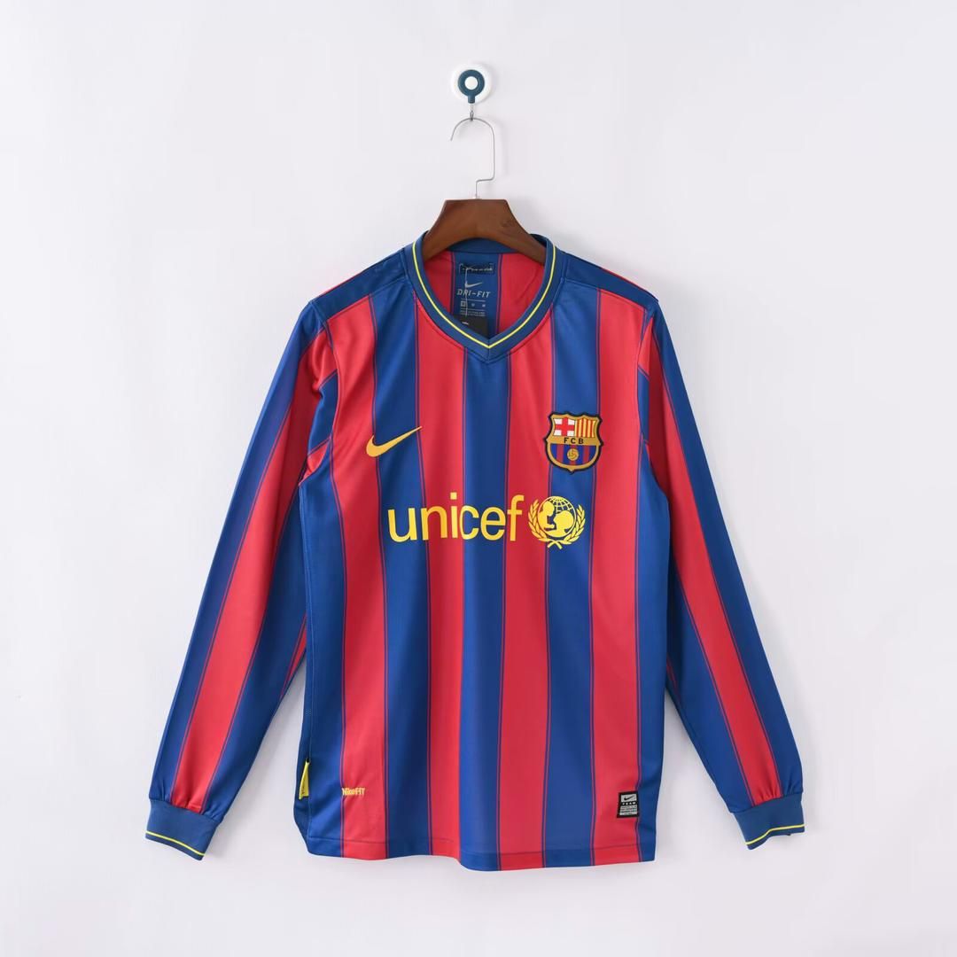 09-10 Barcelona Home Long Sleeves Fan Version - RETRO