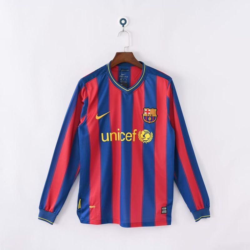 09-10 Barcelona Home Long Sleeves Fan Version - RETRO