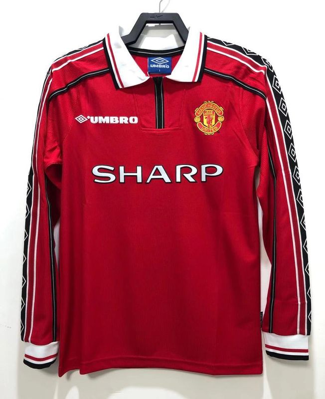 98-99 Manchester United Home Red Long Sleeve Fan Version - RETRO
