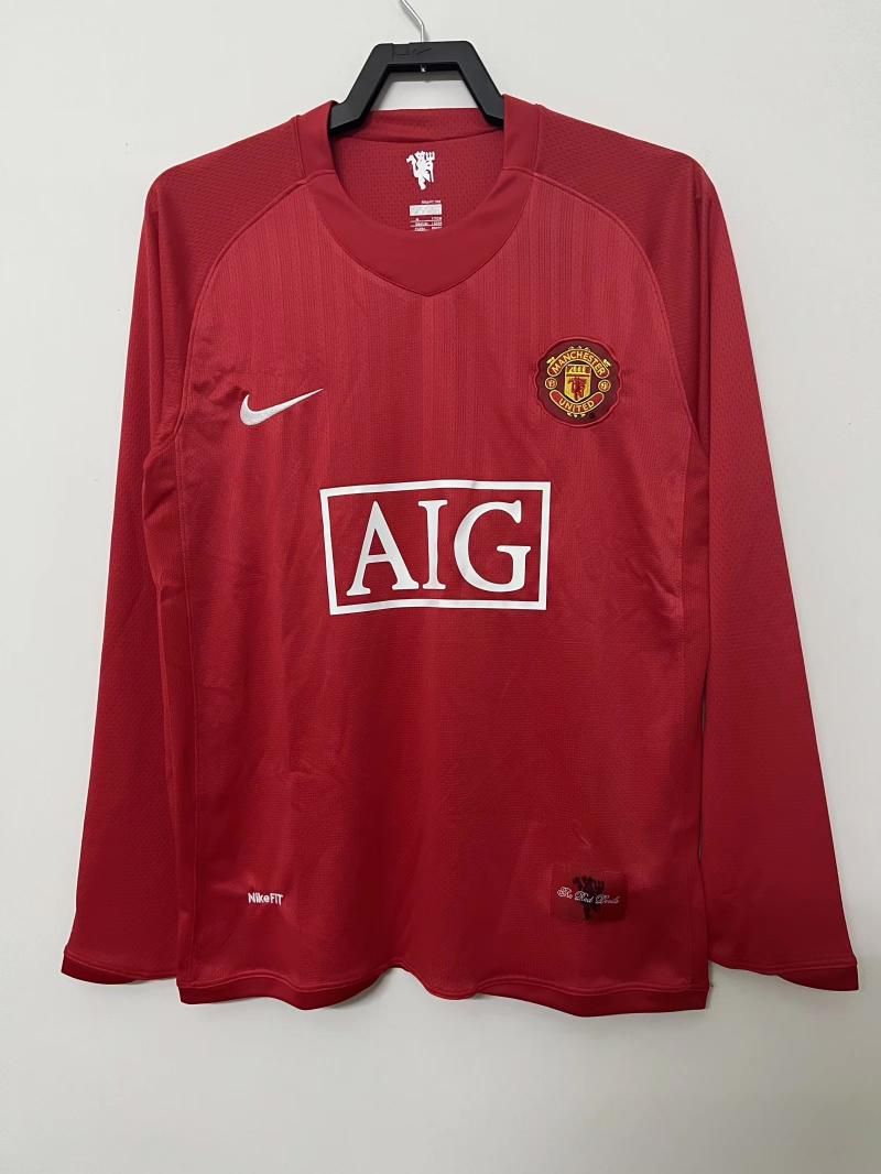 07-08 Manchester United Home League Board Long Sleeve Fan Version - RETRO