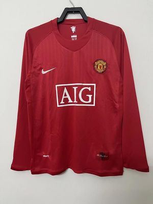 07-08 Manchester United Home League Board Long Sleeve Fan Version - RETRO